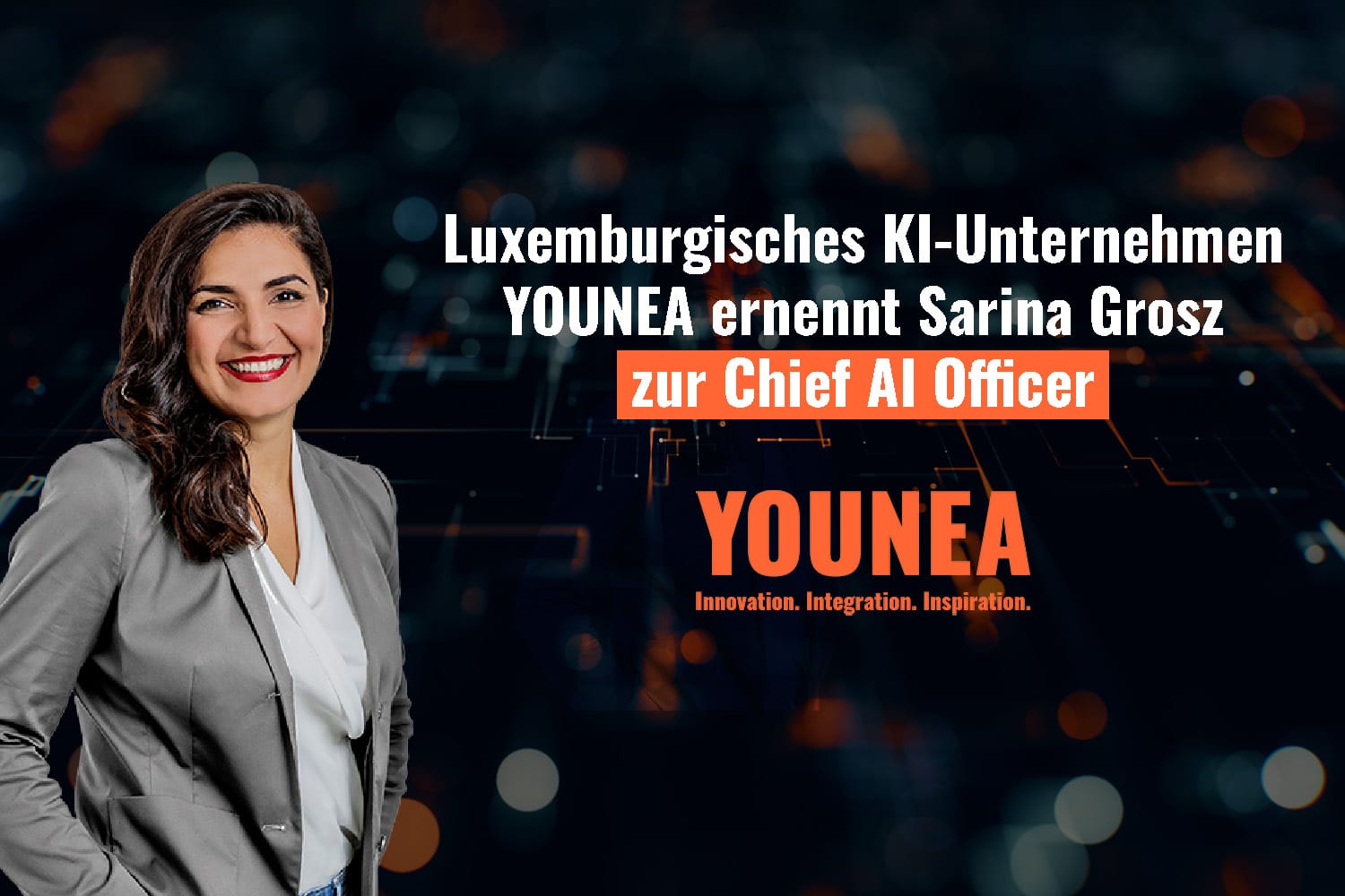 251216 YOUNEA Pressebild YOUNEA appoints Sarina Grosz as Chief AI Officer, highlighting leadership expansion at the Luxembourg-based AI company.